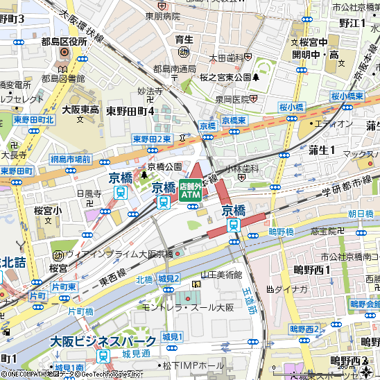 エキバンク 京阪京橋駅付近の地図